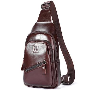 Imagem de BULLCAPTAIN Masculino Bolsa de Couro Masculina, Mochila Crossbody com Porta de Carregam...