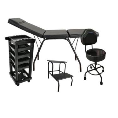 Imagem de kit maca móvel + escada + cadeira mocho regulável + carrinho - PRÓPRIO