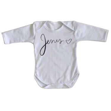Imagem de body nenê criança roupa bebê manga longa Jesus coração - Empório Dutra