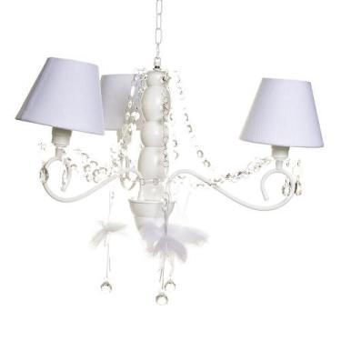 Imagem de Lustre 3L Haste Madeira E Bailarinas Brancas Quarto Bebê Infantil Meni