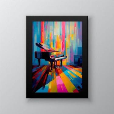 Imagem de Quadro Decorativo Abstrato Piano 24x18cm - com vidro - Quadros On-line
