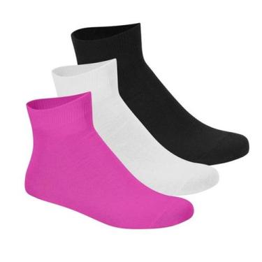 Imagem de Kit3 Pares de Meia Moleca Cano Médio Básica, Mescla, 33-40