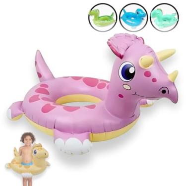 Imagem de Boia Dinossauro Com Alça E Fralda Infantil Piscina Mar (ROSA)