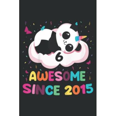 Imagem de Kids 6 Year Old Panda 6Th Birthday Party Panda Lover Graphic: FLOWER JOURNAL: 6" x 9", 100 Pages, Planner, Lined College Ruled Paper, Journal, Diary, Matte Finish Cover