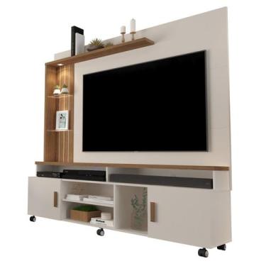 Imagem de Estante Home Moderna P/ Tv Sala Star com Rodinhas - Carmolar, OffWhite