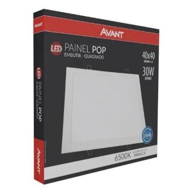 Imagem de Painel de Led Plafon Embutir Quadrado 30W 40x40cm Alumínio Branco Avan