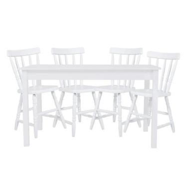 Imagem de Mesa de Jantar Ditália com 4 Cadeiras JA-225 Cozy, Branco