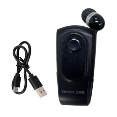 Imagem de BaotyJie Fone de ouvido retrátil BT, eficiente e fácil de transportar, clipe no fone de ouvido, fone de ouvido para dirigir chamadas de caminhoneiros, Preto