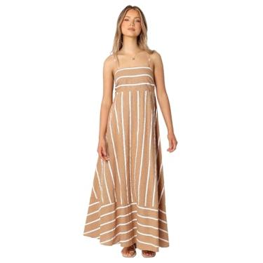 Imagem de Petal & Pup Vestido longo feminino Brea, listra bronzeada, Listra bronzeada, XG