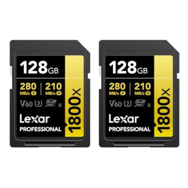 Imagem de Lexar Cartão de memória Gold Series Professional 1800x 128GB UHS-II U3 SDXC 1800 GB, pacote com 2