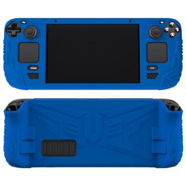 Imagem de PlayVital Capa ergonômica da série Armor para Steam Deck LCD, protetor de silicone macio com botão traseiro aprimorado projetado e tampas de aperto de polegar para Steam Deck - Azul
