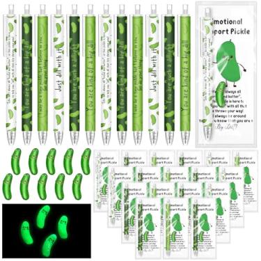 Imagem de Sayglossy 108 peças de canetas esferográficas inspiradoras de pepino a granel, mini resina, pickles, cartões de apoio emocional, presentes de agradecimento de funcionários para mulheres, colegas de