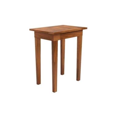 Imagem de Mesa Lateral 50cm x 35cm Ripada Madeira Rustica Castanho - Ofertamo