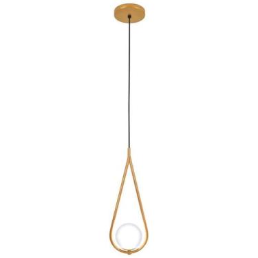 Imagem de Kit 3 Luminárias Pendente Gota Globo Vidro Quarto Dourado - Singleligh