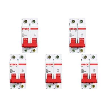 Imagem de Kit C/5 - Disjuntor Steck Din Bipolar 20A Sd62 3Ka