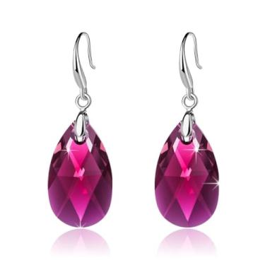 Imagem de Brincos de cristal Swarovski com pingente de gota de cristal para mulheres banhados a ouro 14 K Joia hipoalergênica