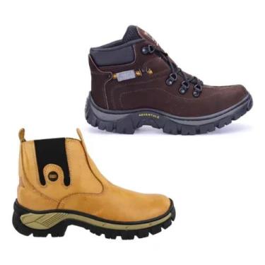 Imagem de Botina Masculina Tenis Couro Legitimo Sola Tratorada 2 Pares - ketter 