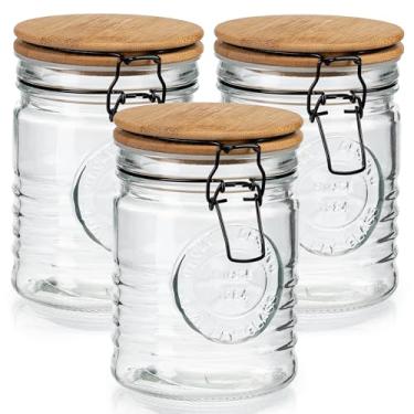 Imagem de kitchentoolz Potes De Vidro Para Armazenamento Com Tampas Herméticas - Conjunto De 3 Recipientes De Armazenamento Mason Para Cereais, Café E Arroz - Conjunto De Recipientes Organizadores De Despensa