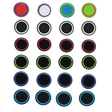 Imagem de CTHTBZ 24Pcs Antiderrapante Silicone Analógico Joystick Thumb Stick Caps Grip Para Ps2, Ps3, Ps4, Ps5, Xbox One, Xbox Series X/S, Xbox 360, Switch Pro Controller (Preto E Branco)