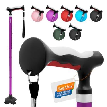 Imagem de BigAlex Bengala Leve E Dobrável Com Cabo De Tpr Macio E Confortável Para Idosos E Adultos Idosos, Cabo Maior Para Maior Conforto, Bastão De Suporte Ajustável, Auxílio De Viagem Portátil Para Homens