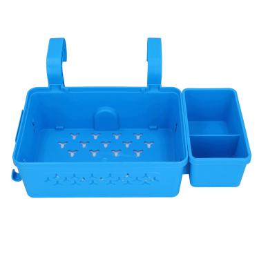 Imagem de Cesta de Armazenamento à Beira da Piscina, Cesta de Armazenamento de Piscina de Plástico Com Suporte de Copo por 2,3 Polegadas ou Menos Trilhos Superiores (Azul)
