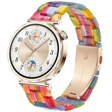 Imagem de DEALELE Pulseira Feminina Compatível com Huawei Watch GT5 Pro 42mm/GT5 41mm/GT4 41mm/Garmin Venu 3S/Forerunner 265S/Fossil Gen 6, Pulseira de Resina Colorida de 18mm