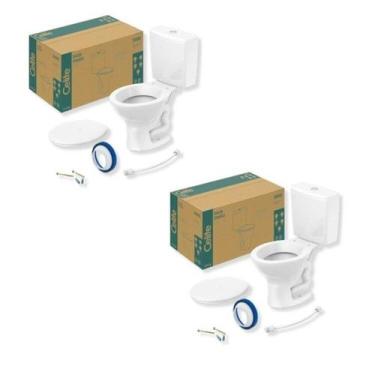 Imagem de Kit 2 Vaso Sanitário com Caixa Acoplada e Assento Saveiro Celite