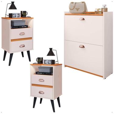 Imagem de Kit Casa Completa Mesa Cabeceira Lateral Cama Sapateira Compacta Organizadora 12 Pares Calçados - Lojas RPM