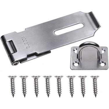 Imagem de Ferrolho de cadeado, fecho de porta de 10 cm, trava de trava de aço inoxidável para móveis, armário, gaveta, armário e armário