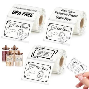 Imagem de HUIJUTCHEN 3 rolos de etiquetas térmicas quadradas transparentes, 40 x 30 mm para impressora Nelko PM220/Phomemo M110 M120 M200 M220, papel de endereço à prova d'água para logotipo, preço, código de