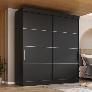 Imagem de Guarda-roupa Solteiro 2 Portas e 2 Gavetas Casa Blanca Preto