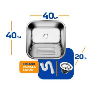 Imagem de Tanque As Inox 304 Lavanderia 40x40 Medio 22l