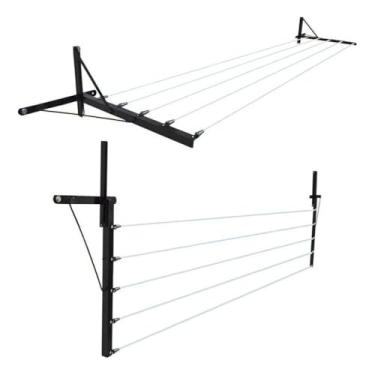 Imagem de Varal Muro Parede Retrátil Mão，Adequado para varanda doméstica, interior, pode secar roupas, lençóis e outros tecidos.varal de chão；varal；varal de chao(PRETO)