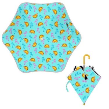 Imagem de Midaivu Guarda-chuva infantil para meninas e meninos, dinossauro, taco, à prova de vento, guarda-chuvas com tiras refletivas, leve, alça curvada de fácil aderência