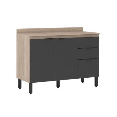 Imagem de Balcão de Cozinha Firenze 120m com Tampo MDP - Avena Touch/ Grafito Demóbile 