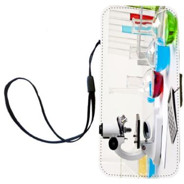 Imagem de Rikki Knight Capa carteira flip para iPhone 5/5s de cor brilhante para microscópio com aba magnética para iPhone 5/5s - garrafas de fluido de cor brilhante para microscópio