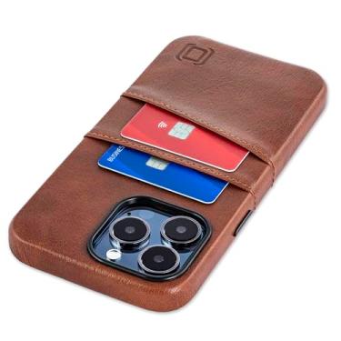 Imagem de Dockem Capa de cartão para iPhone 15 Pro Max com placa de metal integrada para montagem magnética e 2 bolsos para porta-cartões: Capa carteira de couro sintético premium Exec M2 (iPhone 15 Pro Max
