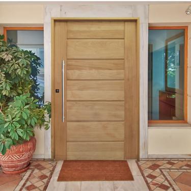 Imagem de Kit Porta De Madeira Pivotante 210X140Cm Batente 14Cm Fechadura 803 Rolete 3B Tauari