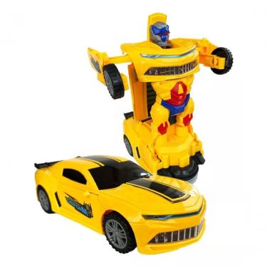 Imagem de Carrinho Camaro Transformers Vira Robô Luz Som Bate Volta Cor Amarelo Personagem Bumblebee