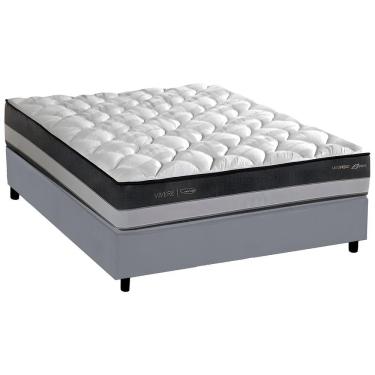 Imagem de Cama Box Casal Com Colchão Herval C1625 Molas Maxspring 138x188x67cm Ms Suede Cinza