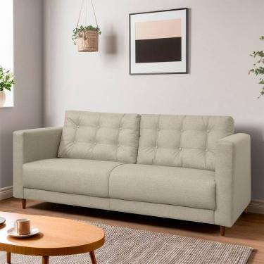 Imagem de Sofá Living Viena 2 Lugares 140cm para Sala Recepção Consultório Linho - SOFA STORE