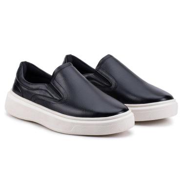 Imagem de Tênis Slip On IateMasculino Couro Confortável Calce Fácil