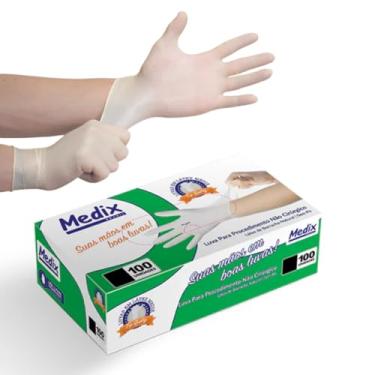 Imagem de Luva Látex Sem Pó Medix Brasil Tamanho PP - Caixa Com 100 Unidades