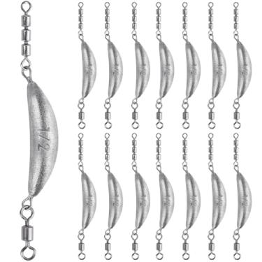 Imagem de THKFISH Chumbada Giratória Para Pesca, Crescente Com 3 Giros Giratórios, Kit De Pesos Drop Shot, Chumbadas Corrico Em Linha, Torpedo Água Salgada E Doce, 1/2-6 Oz