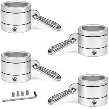 Imagem de DUPKEV Anéis de mastro de bandeira de 2,5 cm, giradores de mastro de bandeira com rolamentos, anéis de mastro de bandeira de liga de alumínio com mosquetão de aço inoxidável 304, para mastro de