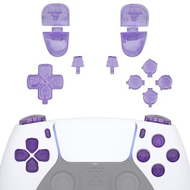 Imagem de eXtremeRate Botões de substituição D-pad R1 L1 R2 L2 Opções de compartilhamento de botões de rosto para controle PS5, conjunto completo de botões com ferramentas para controle Playstation 5