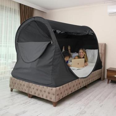 Imagem de LEEDOR Barraca de cama queen pop up dossel blecaute para adultos ou crianças privacidade queen size barraca interna para cama barraca de dormir (não incluída)