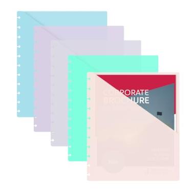 Imagem de 5 peças divisórias de disco com bolsos, 28,2 cm x 23,5 cm divisores de bolso multicoloridos, plástico ATSKIM 11 discos, acessórios para fichário, pasta, caderno, reunião de escritório (5 peças)