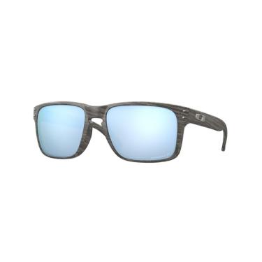 Imagem de Oakley Pacote de óculos de sol OO9102: OO 9102 HOLBROOK 9102J9 Holbrook Woodgrain Prizm Kit de acessórios de coleira azul profunda e grande
