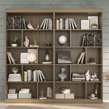 Imagem de Estante para Livros 8 Prateleiras Avelã Tx Cj-005 - Hecol Móveis, Marr